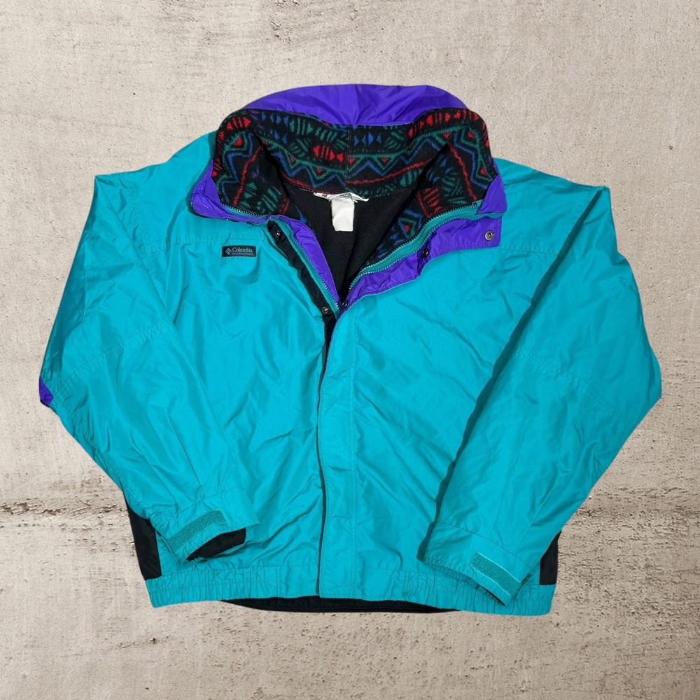 Vintage Columbia Bugaboo Ski Jacket Men's XL Teal Purple Interchange Fleece‎ 90s